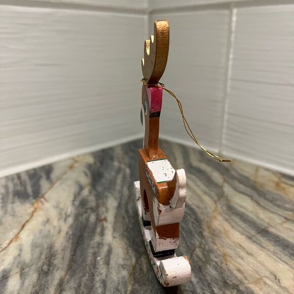 Vintage KURT ADLER Santa's Reindeer Dasher Painted Wood Christmas Ornament - Picture 4 of 5